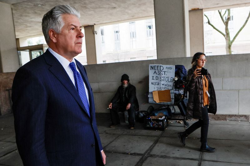 &copy; Reuters. FILE PHOTO: Evan Corcoran, an attorney for former President Donald Trump, departs after testifying before a federal grand jury investigating Trump's handling of classified documents, at U.S. District Court in Washington, U.S., March 24, 2023. REUTERS/Jona