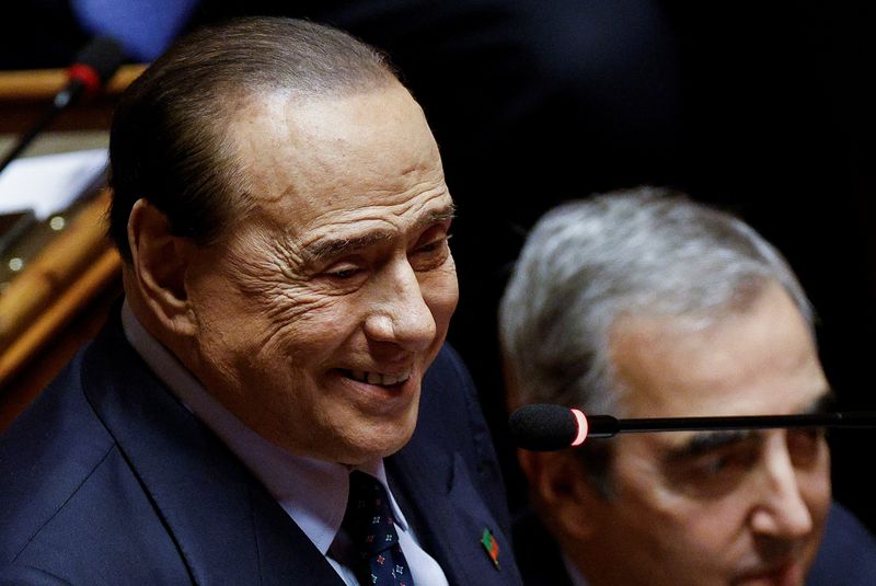 &copy; Reuters. FILE PHOTO: Forza Italia leader and former Prime Minister Silvio Berlusconi attends a session of the upper house of parliament ahead of a confidence vote for the new government, in Rome, Italy, October 26, 2022. REUTERS/Guglielmo Mangiapane
