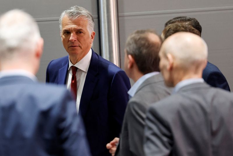 &copy; Reuters. FILE PHOTO: Sergio Ermotti (L), newly rehired CEO of UBS Group AG attends a news conference in Zurich, Switzerland March 29, 2023. REUTERS/Stefan Wermuth