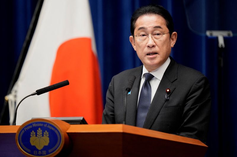 © Reuters. Japanese Prime Minister Fumio Kishida speaks during a news conference at the prime minister's office in Tokyo, Japan June 13, 2023. Eugene Hoshiko/Pool via REUTERS