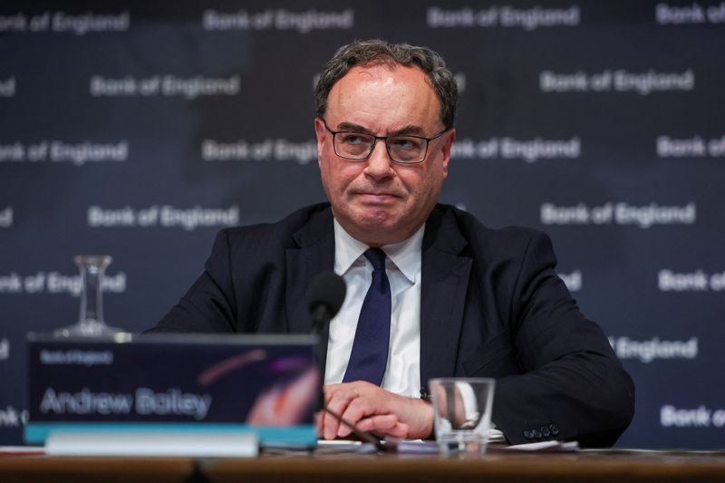 &copy; Reuters. FILE PHOTO: The Governor of the Bank of England, Andrew Bailey, attends a press conference in London, Britain, May 11, 2023. REUTERS/Henry Nicholls/Pool