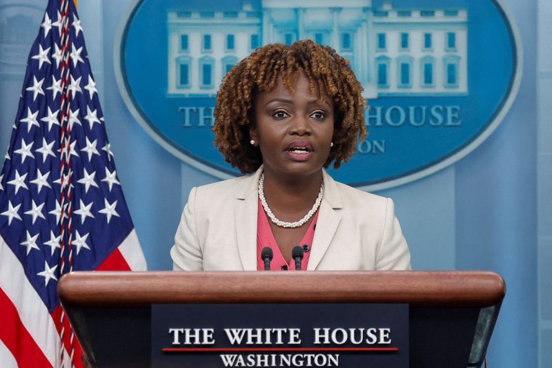 &copy; Reuters. White House Press Secretary Karine Jean-Pierre holds the daily press briefing at the White House in Washington, U.S. June 12, 2023.  REUTERS/Jonathan Ernst