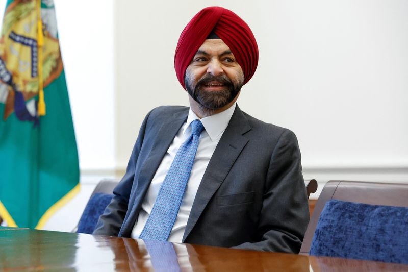 &copy; Reuters. Incoming World Bank President Ajay Banga is welcomed by U.S. Treasury Secretary Janet Yellen (not pictured) at the Treasury Department in Washington, U.S. June 1, 2023.  REUTERS/Jonathan Ernst