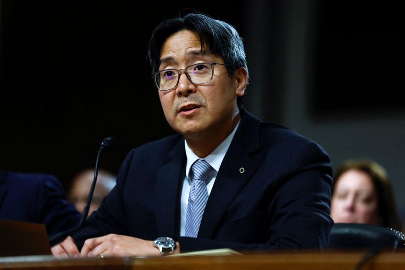 &copy; Reuters. FILE PHOTO: Acting Comptroller of the Currency, Michael Hsu, testifies before a Senate Banking, Housing, and Urban Affairs Committee hearing in the wake of recent bank failures, on Capitol Hill in Washington, U.S., May 18, 2023. REUTERS/Evelyn Hockstein/F