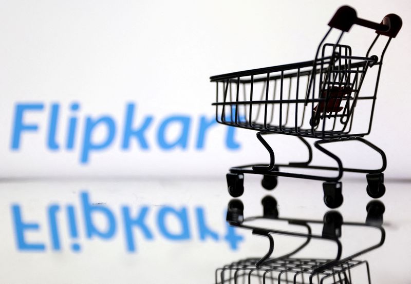 &copy; Reuters. FILE PHOTO: Shopping trolley is seen in front of Flipkart logo in this illustration, July 24, 2022. REUTERS/Dado Ruvic/Illustration/File Photo