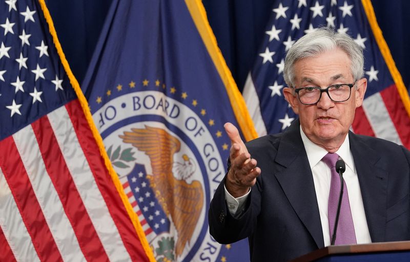 &copy; Reuters. U.S. Federal Reserve Chairman Jerome Powell speaks during a news conference after the release of the Fed policy decision to keep interest rates unchanged, at the Federal Reserve in Washington, U.S,  June 14, 2023.  REUTERS/Kevin Lamarque