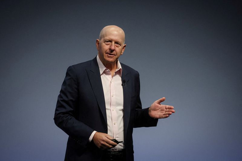 © Reuters. Goldman Sachs CEO David Solomon speaks during the Goldman Sachs Investor Day at Goldman Sachs Headquarters in New York City, U.S., February 28, 2023. REUTERS/Brendan McDermid/