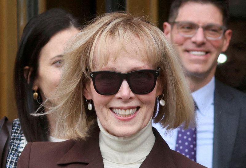 &copy; Reuters. FILE PHOTO: E. Jean Carroll reacts as she exits the Manhattan Federal Court following the verdict in the civil rape accusation case against former U.S. President Donald Trump, in New York City, U.S., May 9, 2023.  REUTERS/Brendan McDermid/File Photo