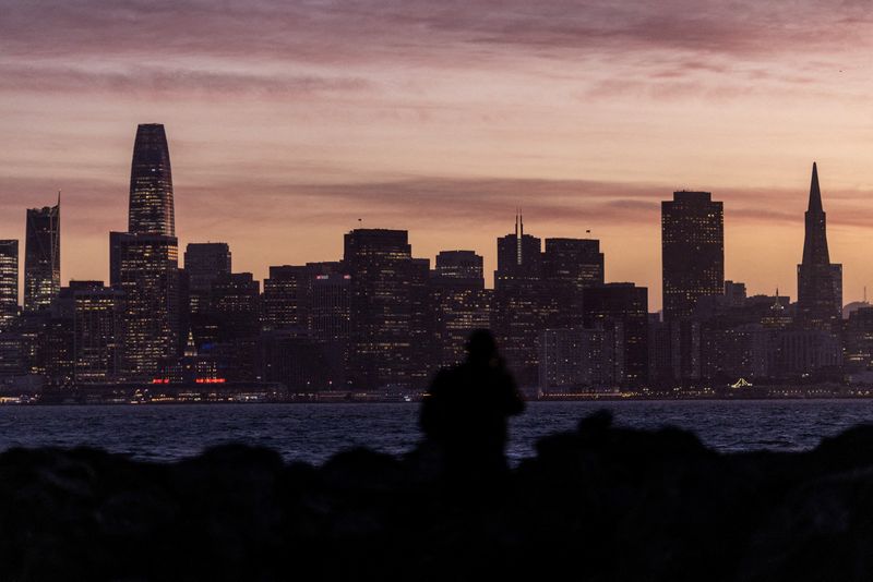 &copy; Reuters. FILE PHOTO: A view of San Francisco skyline as the city struggles to return to its pre-pandemic downtown occupancy rate, falling behind many other major cities around the country, according to local officials, in California, U.S., February 13, 2023.  REUT