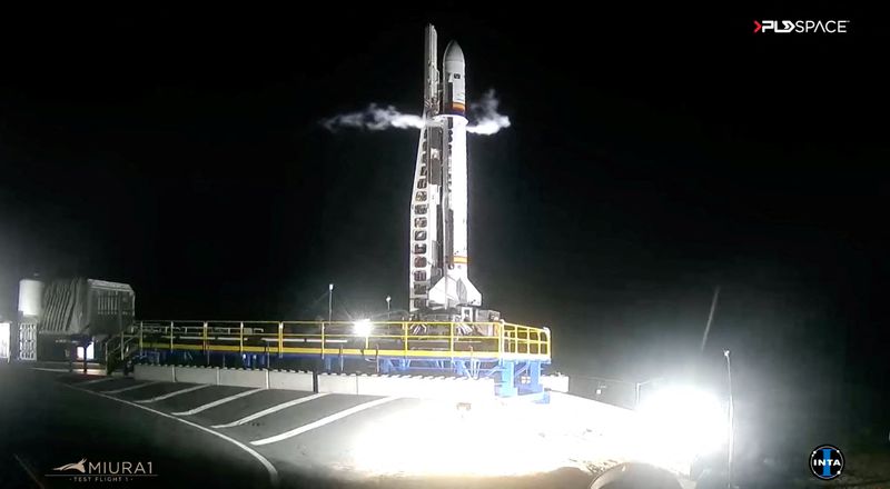 &copy; Reuters. صاروخ شركة (بي.إل.دي سبيس) الإسبانية ميورا-1 في يوم الإطلاق التجريبي في هيوليفا بجنوب غرب إسبانيا يوم السبت في صورة حصلت عليها رويترز من مقطع 