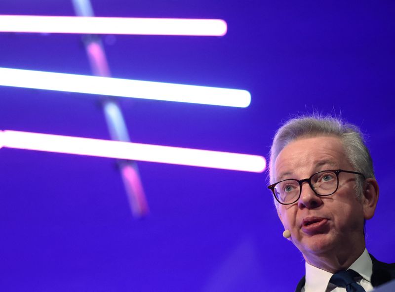 &copy; Reuters. FILE PHOTO: Michael Gove, Britain’s Secretary of State for Levelling Up, Housing and Communities, is seen during his speech at the 'Convention of the North' conference in Manchester, Britain, January 25, 2023. REUTERS/Phil Noble/FILE PHOTO