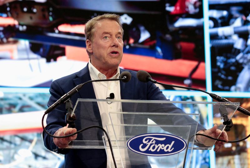 &copy; Reuters. FILE PHOTO: Ford Motor Company Chief Executive Bill Ford announces Ford will partner with Chinese-based, Amperex Technology, to build an all-electric vehicle battery plant in Marshall, Michigan, during a press conference in Romulus, Michigan U.S., Februar