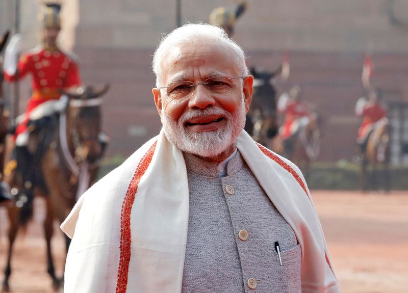 &copy; Reuters. 　インドのモディ首相（写真）はＧ２０諸国の首脳らに書簡を送り、今年インドで開くＧ２０サミットで、アフリカ連合をＧ２０の常任メンバーに加えることを提案した。当局筋が明らかに