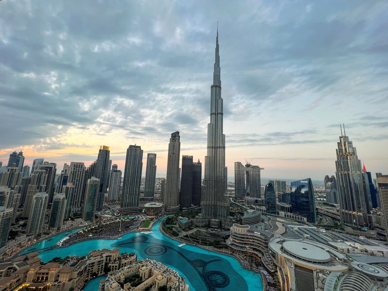 &copy; Reuters. A general view of Dubai Downtown showing world's tallest building Burj Al Khalifa, in Dubai United Arab Emirates, December 31, 2022. REUTERS/Abdelhadi Ramahi/File Photo