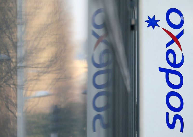 &copy; Reuters. FILE PHOTO: The logo of French food services and facilities management group Sodexo is seen at the company headquarters in Issy-les-Moulineaux near Paris, France, March 18, 2016.  REUTERS/Gonzalo Fuentes/File Photo