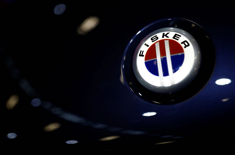 &copy; Reuters. The logo of Fisker Automotive is pictured on a car at the 2022 Paris Auto Show in Paris, France, October 18, 2022. REUTERS/Stephane Mahe/FILE PHOTO