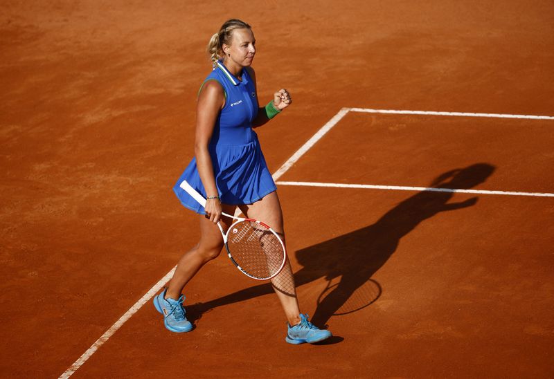 &copy; Reuters. لاعبة التنس الإستونية أنيت كونتافيت خلال مباراة لها في في بطولة إيطاليا المفتوحة للتنس في روما يوم التاسع من مايو أيار 2023. تصوير: غولييلمو م