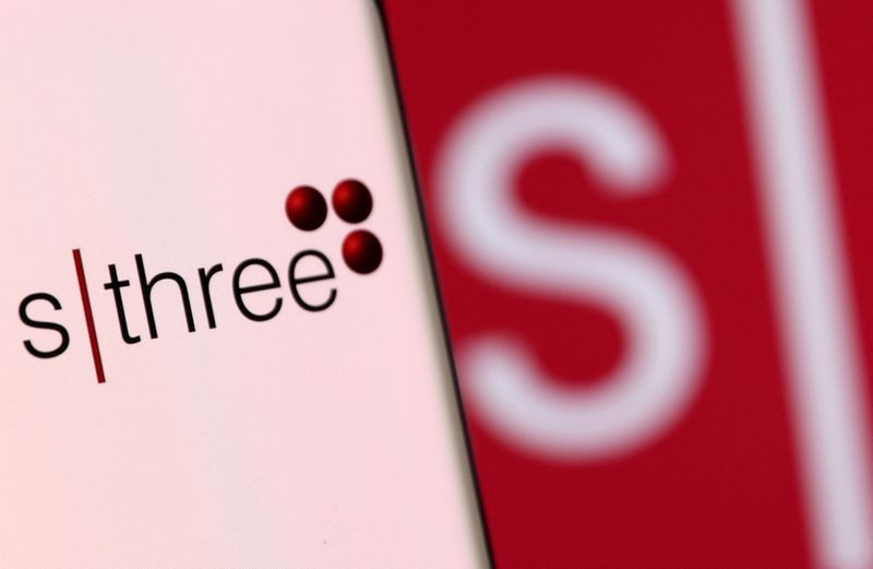 &copy; Reuters. FILE PHOTO: SThree's logo is pictured on a smartphone in this illustration taken, December 4, 2021. REUTERS/Dado Ruvic/Illustration/File Photo