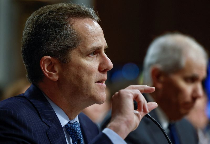 &copy; Reuters. FILE PHOTO: Federal Reserve Board Vice Chair for Supervision, Michael Barr, testifies before a Senate Banking, Housing, and Urban Affairs Committee hearing in the wake of recent bank failures, on Capitol Hill in Washington, U.S., May 18, 2023. REUTERS/Eve