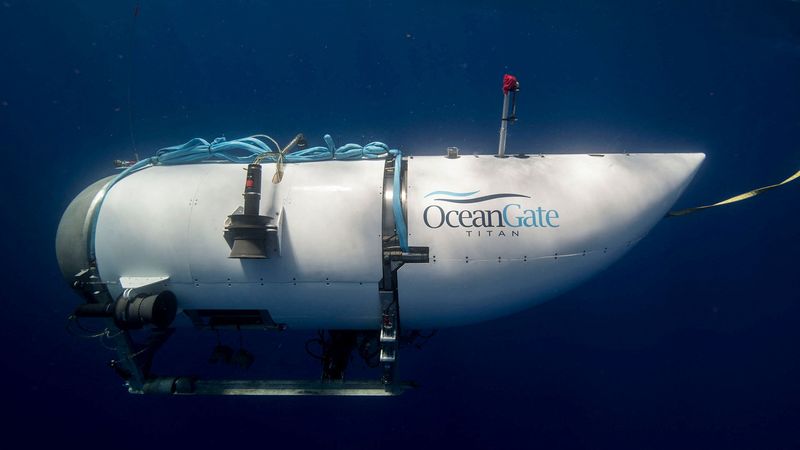 &copy; Reuters. Le submersible Titan, exploité par OceanGate Expeditions pour explorer l'épave du Titanic au large de la côte de Terre-Neuve. /Photo d'archives/REUTERS/OceanGate Expeditions
