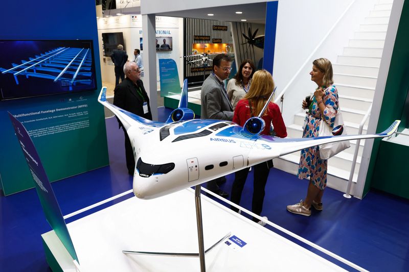 &copy; Reuters. An Airbus ZEROe blended wing body model is displayed at the 54th International Paris Airshow at Le Bourget Airport near Paris, France, June 21, 2023. REUTERS/Benoit Tessier
