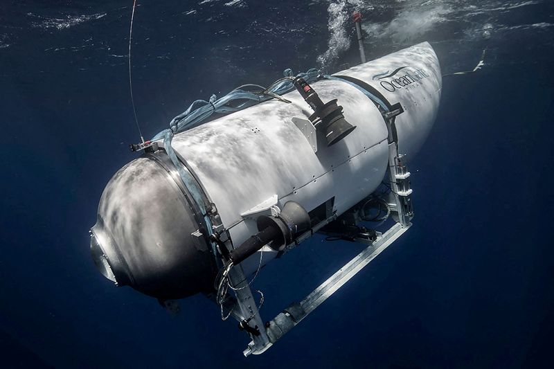 &copy; Reuters. الغواصة تيتان خلال رحلة بحثها لاستكشاف حطام سفينة تيتانيك في صورة غير مؤرخة لرويترز. يحظر إعادة بيع أو الاحتفاظ بالصورة في الأرشيف. 
