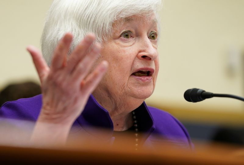 &copy; Reuters. U.S. Treasury Secretary Janet Yellen testifies at a House Financial Services Committee hearing entitled "The Annual Testimony of the Secretary of the Treasury on the State of the International Financial System" on Capitol Hill in Washington, U.S., June 13