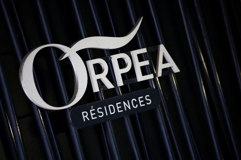 &copy; Reuters. FILE PHOTO: The logo of French care homes company Orpea is seen at the entrance of a retirement home (EHPAD - Housing Establishment for Dependant Elderly People) in Les Lilas, near Paris, France, February 1, 2023.  REUTERS/Sarah Meyssonnier