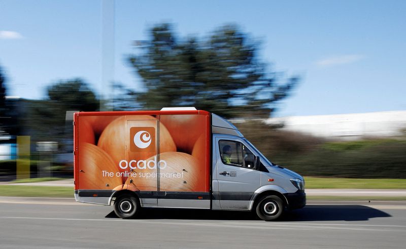 &copy; Reuters. FILE PHOTO: An Ocado delivery van is seen driving in Hatfield, Britain February 26, 2021. REUTERS/Matthew Childs/File Photo