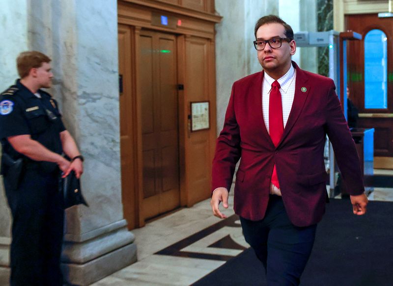 &copy; Reuters. FILE PHOTO: U.S. Rep. George Santos (R-NY) heads to the floor of the House of Representatives for a vote on a Republican motion to refer a Democratic-sponsored resolution to expel Santos from the House to the House Ethics Committee instead of an immediate