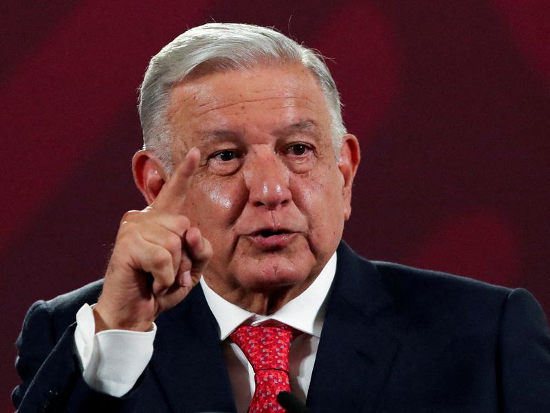 &copy; Reuters. FILE PHOTO: President Andres Manuel Lopez Obrador attends a press conference, at the National Palace in Mexico City, Mexico June 5, 2023. REUTERS/Henry Romero/File Photo