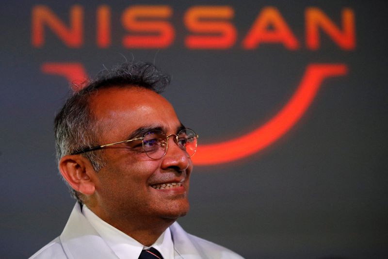 &copy; Reuters. FILE PHOTO: Ashwani Gupta, Nissan's chief operating officer, speaks during a news conference at Nissan's Sunderland plant in Sunderland, Britain, July 1, 2021. REUTERS/Phil Noble