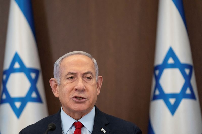 &copy; Reuters. رئيس الوزراء الإسرائيلي بنيامين نتنياهو خلال اجتماع في القدس يوم 18 يونيو حزيران 2023. صورة لرويترز من ممثل لوكالات الأنباء.

