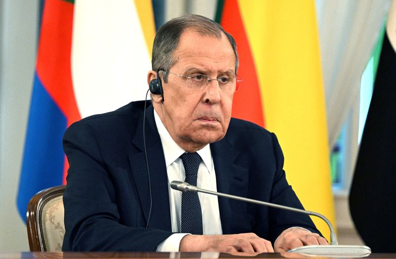 &copy; Reuters. Ministro das Relações Exteriores da Rússia, Sergei Lavrov, durante encontro com delegação de líderes africanos, em São Petersburgo, Rússia
17/06/2023
Pavel Bednyakov/RIA Novosti via REUTERS