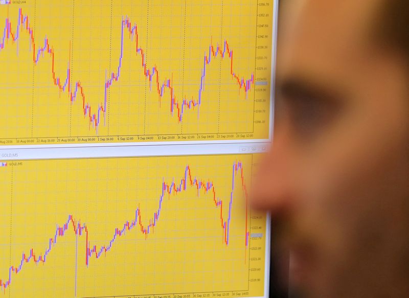 &copy; Reuters. FILE PHOTO: A trader looks at screens with graphs at the Diamond trading academy in Nice, France, September 30, 2016.  REUTERS/Eric Gaillard/File Photo