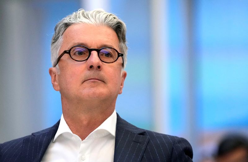 &copy; Reuters. FILE PHOTO: Rupert Stadler, former CEO of German car manufacturer Audi, sits in a regional courtroom in Munich, Germany, May 16, 2023. Stadler plans to plead guilty in connection with the 'Dieselgate' emissions cheating scandal. Matthias Schrader/Pool via