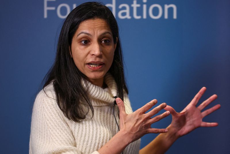 &copy; Reuters. FILE PHOTO: Bank of England Monetary Policy Committee member Swati Dhingra speaks during an event in London, Britain March 8, 2023. REUTERS/Hannah McKay