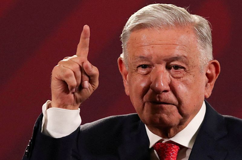 &copy; Reuters. FILE PHOTO: Mexico's President Andres Manuel Lopez Obrador gestures as he speaks during a press conference, at the National Palace in Mexico City, Mexico June 5, 2023. REUTERS/Henry Romero/File Photo