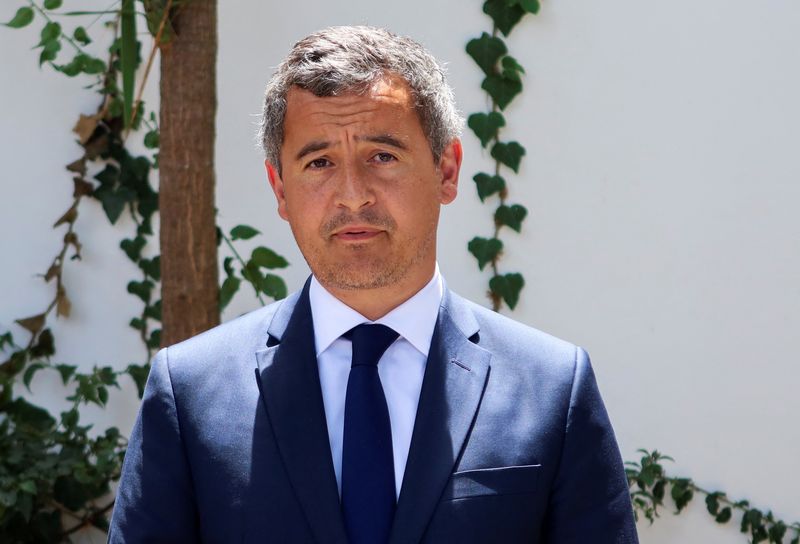 &copy; Reuters. Le ministre de l'Intérieur Gérald Darmanin lors d'une conférence de presse à Tunis, en Tunisie. /Photo prise le 19 juin 2023/REUTERS/Jihed Abidellaoui