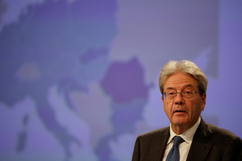 &copy; Reuters. FILE PHOTO-EU Economic Commissioner Paolo Gentiloni holds a news conference on the European Commission's economic forecasts for the EU for 2023 and 2024 on GDP and inflation, in Brussels, Belgium February 13, 2023. REUTERS/Johanna Geron