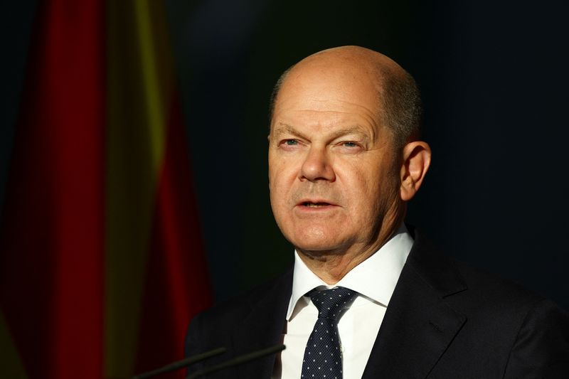 &copy; Reuters. German Chancellor Olaf Scholz addresses the media together with North Macedonian Prime Minister Dimitar Kovacevski on the sidelines of their meeting in Berlin, Germany June 28, 2023. REUTERS/Lisi Niesner
