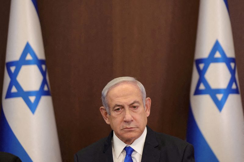 &copy; Reuters. صحيفة: نتنياهو سيتخلى عن الجزء الأكثر إثارة للخلاف في خطة التعديلات القضائية يتحدث خلال اجتماع في القدس يوم 25 يونيو حزيران 2023. صورة لرويترز 