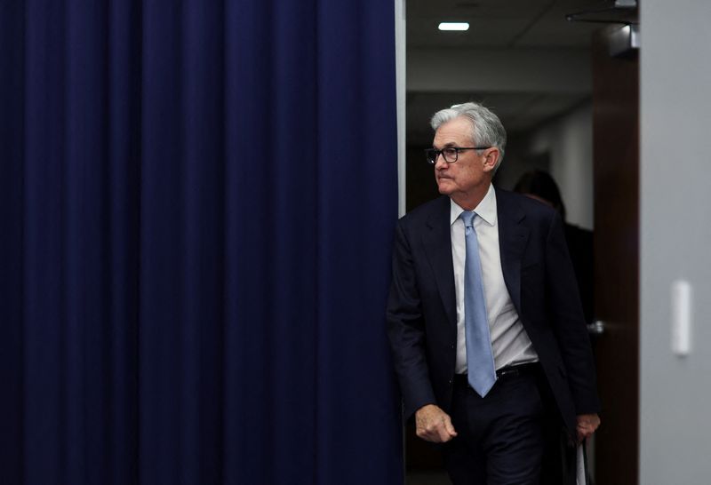 &copy; Reuters. U.S. Federal Reserve Board Chair Jerome Powell arrives for a news conference after the Fed raised interest rates by a quarter of a percentage point following a two-day meeting of the Federal Open Market Committee (FOMC) on interest rate policy in Washingt