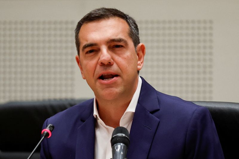 &copy; Reuters. Le chef du parti de gauche Syriza, Alexis Tsipras, fait une déclaration au Zappeion Hall à Athènes, en Grèce. /Photo prise le 29 juin 2023/REUTERS/Alkis Konstantinidis