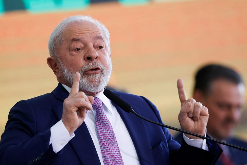 &copy; Reuters. Brazil's President Luiz Inacio Lula da Silva speaks during the launching ceremony of the Plano Safra 2023/2024, an action plan for the agricultural sector, in Brasilia, Brazil June 27, 2023. REUTERS/Adriano Machado