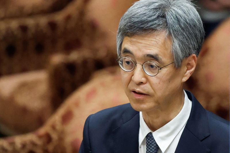 &copy; Reuters. FILE PHOTO-The Japanese government's nominee for the Bank of Japan (BOJ) Deputy Governor Ryozo Himino attends a hearing session at the lower house of the parliament in Tokyo, Japan, February 24, 2023.  REUTERS/Issei Kato