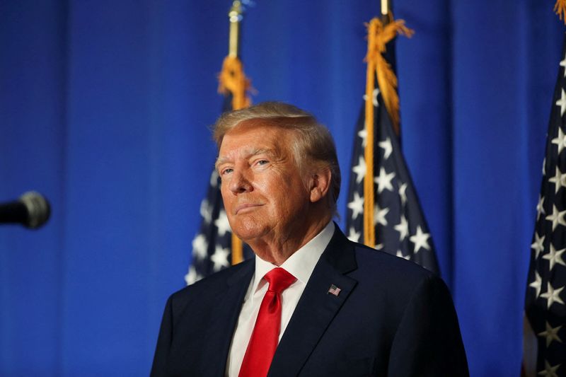 &copy; Reuters. FILE PHOTO: Former U.S. President and Republican presidential candidate Donald Trump speaks at the New Hampshire Federation of Republican Women Lilac Luncheon in Concord, New Hampshire, U.S., June 27, 2023.   REUTERS/Reba Saldanha/File Photo