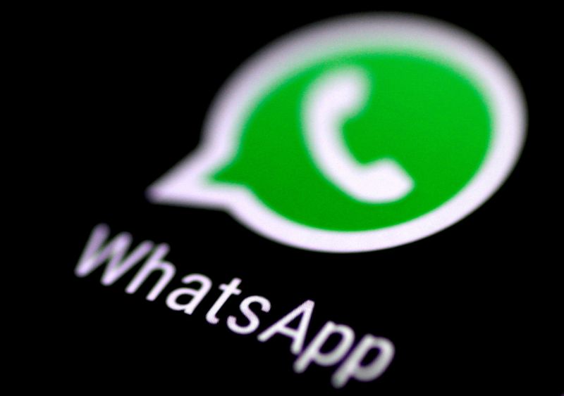 &copy; Reuters. FILE PHOTO: The WhatsApp messaging application is seen on a phone screen August 3, 2017.   REUTERS/Thomas White/File Photo