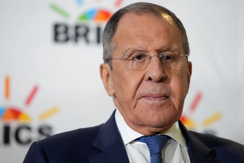 &copy; Reuters. Ministro das Relações Extreriores da Rússia, Sergei Lavrov, durante encontro de chanceleres dos Brics na Cidade do Cabo, na África do Sul
01/06/2023 REUTERS/Nic Bothma