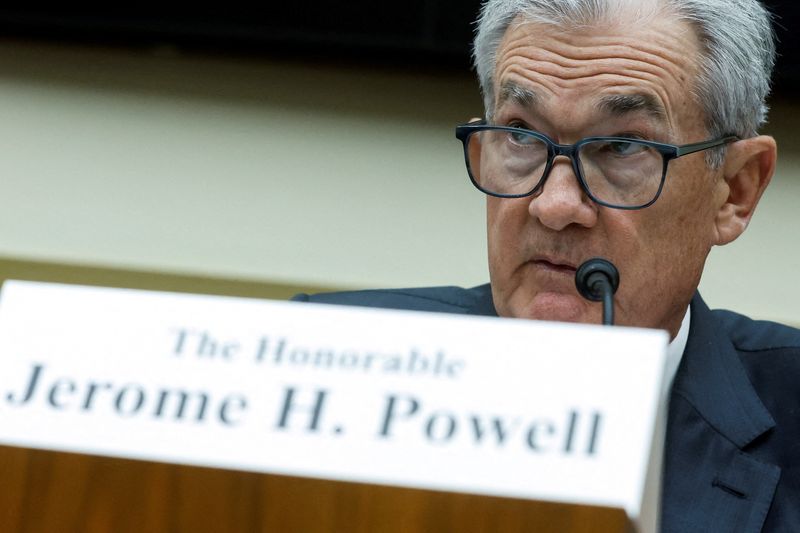 &copy; Reuters. FILE PHOTO: U.S. Federal Reserve Chair Jerome Powell testifies before a House Financial Services Committee hearing on "The Federal Reserve's Semi-Annual Monetary Policy Report" on Capitol Hill in Washington, U.S., June 21, 2023. REUTERS/Jonathan Ernst/Fil